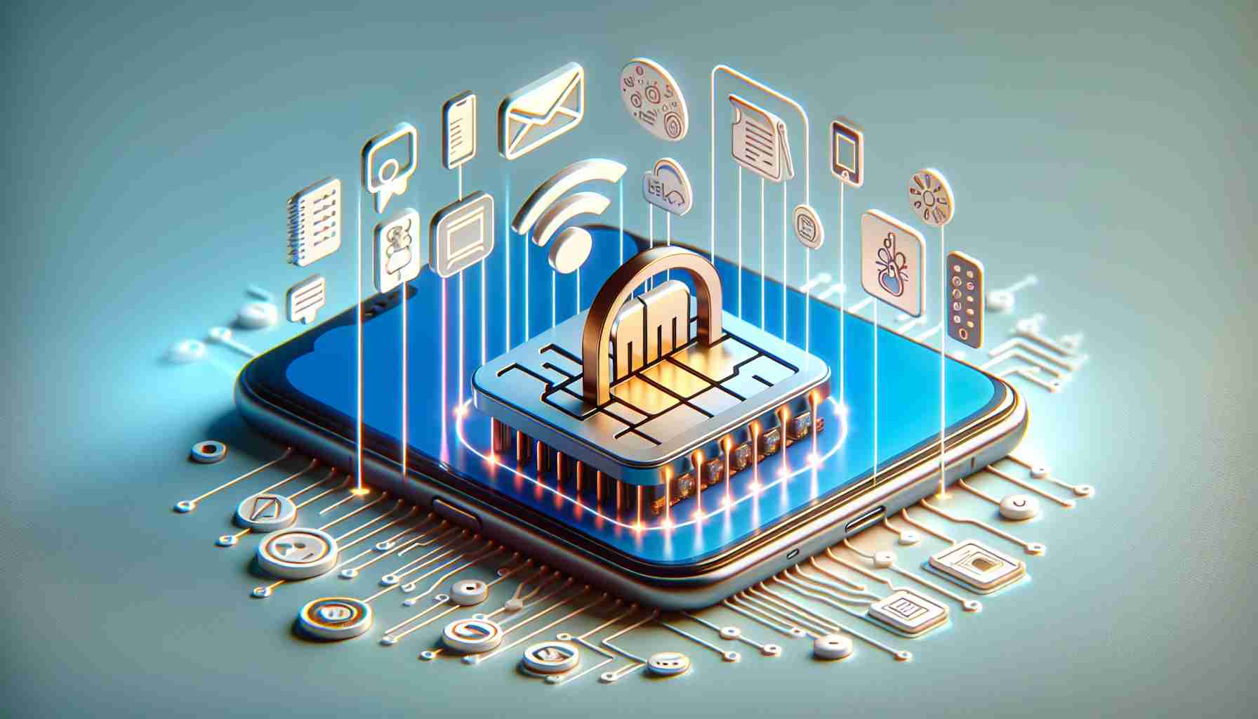 Realistic HD photo of the implementation of eSIM support in the Android operating system interface