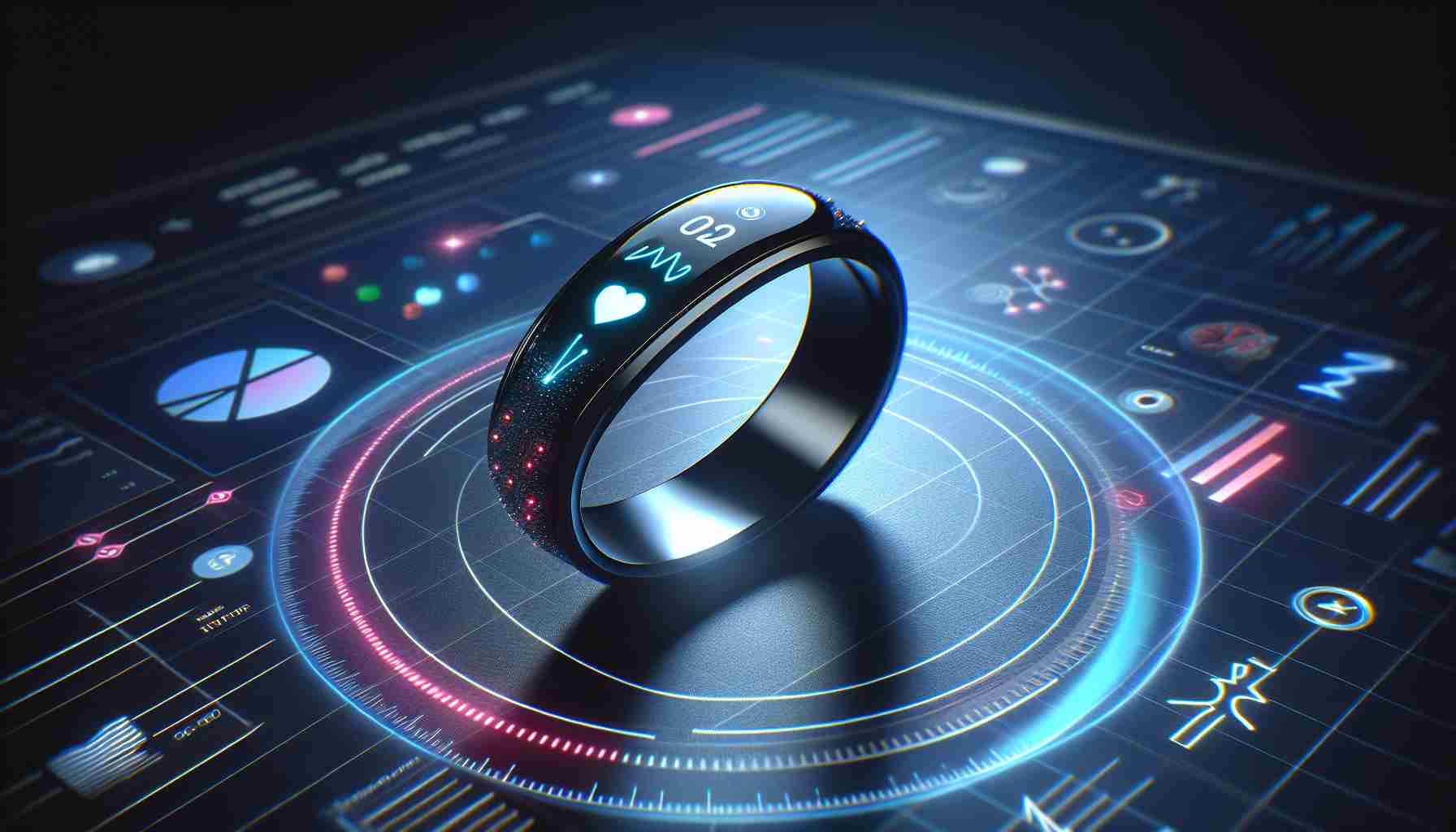 Realistic high-definition photo of a new era in technology: A health ring from a notable tech company transforms health monitoring methods.