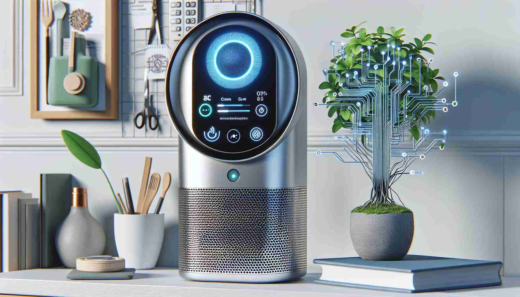 Realistic HD photo of an extraordinary AI assistant: An intelligent device controlling the air conditioning system using the ChatGPT system.