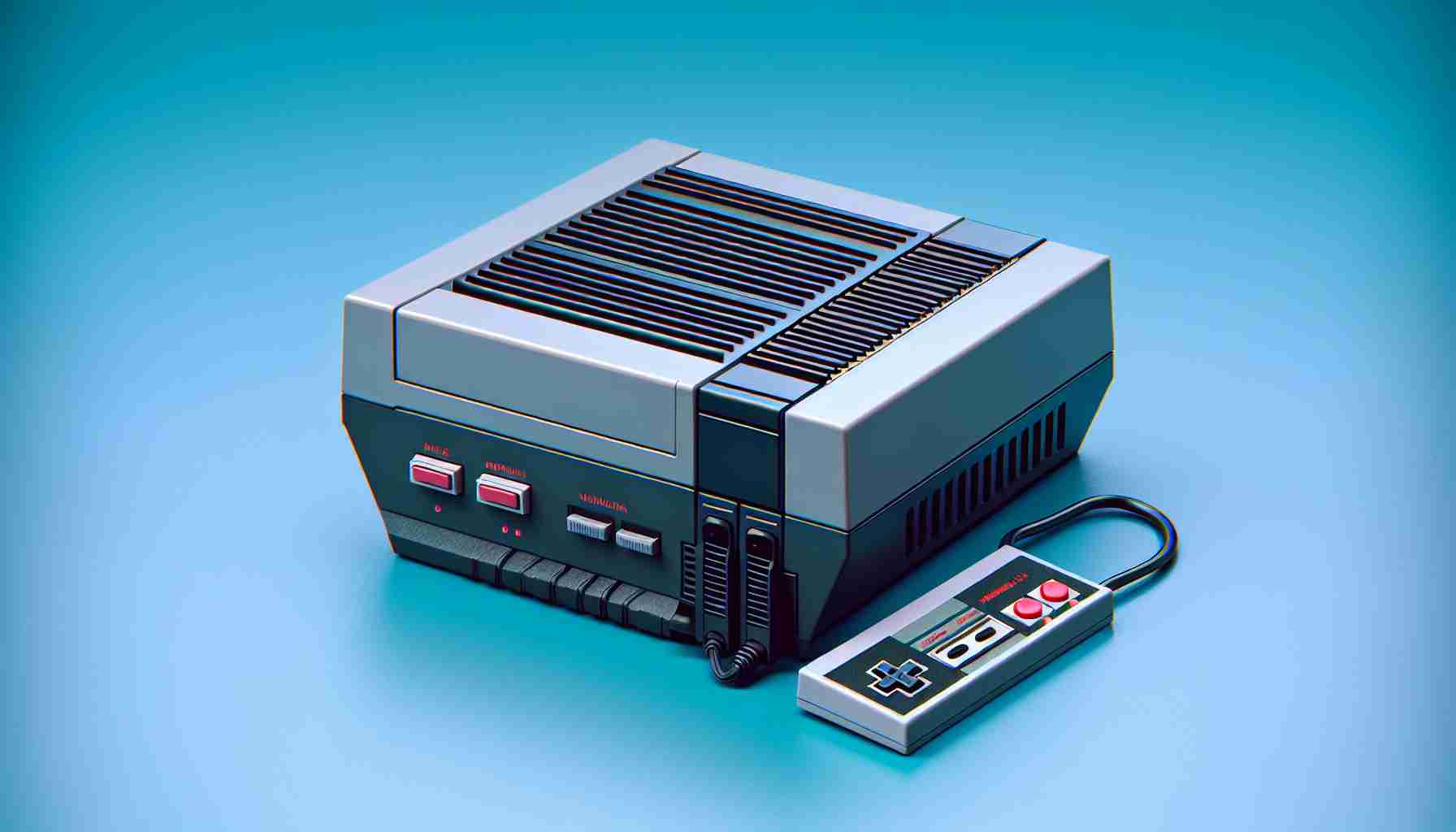 Generate a realistic HD photo of a retro-style mini PC, inspired by the NES console.