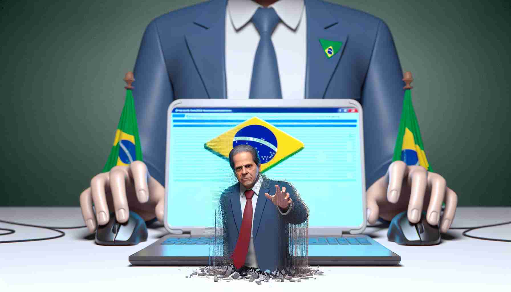 A high-definition, realistic image symbolizing the digital presence of a Brazilian politician failing to match the powerful support base of another well-known politician in Brazil.