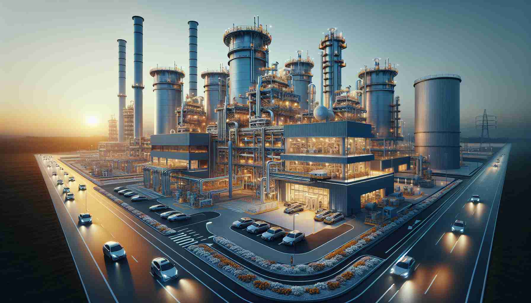 Realistic HD photo of a facility where the investment of 3 billion dollars into the production of cathodes for electric vehicle batteries is happening. This facility is located in Tennessee and recently signed a multi-billion dollar agreement with a large automobile company.