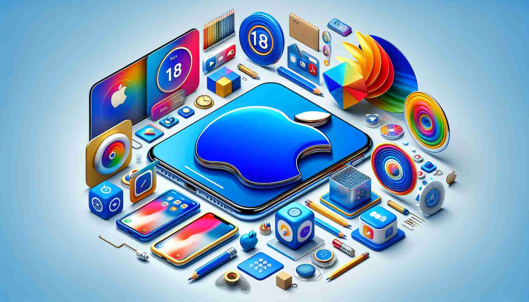 Realistic high-definition image of the concept of new features for iOS 18 by Apple