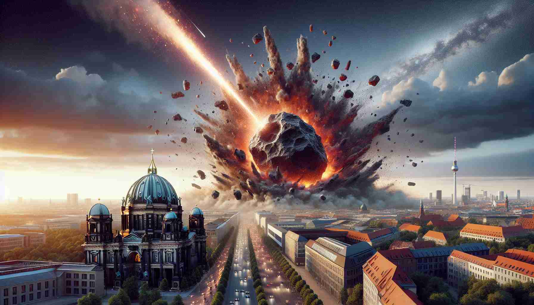 Realistic HD photo of entirely new discoveries about a meteorite explosion over Berlin