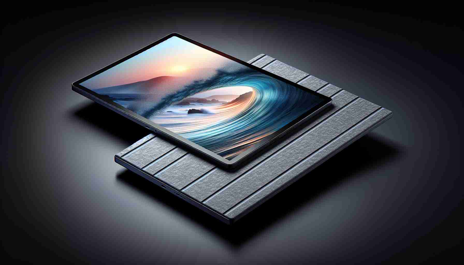 A highly detailed and lifelike image of a generic 11.5-inch tablet with a unique matte finish symbolizing a blend of performance and style. The design exhibits a sleek, modern appeal with a slim profile. The screen depicts high-resolution graphics, indicating impressive performance. Although it's unbranded, it carries an aesthetic charm that aligns with top-of-the-line devices in the market.