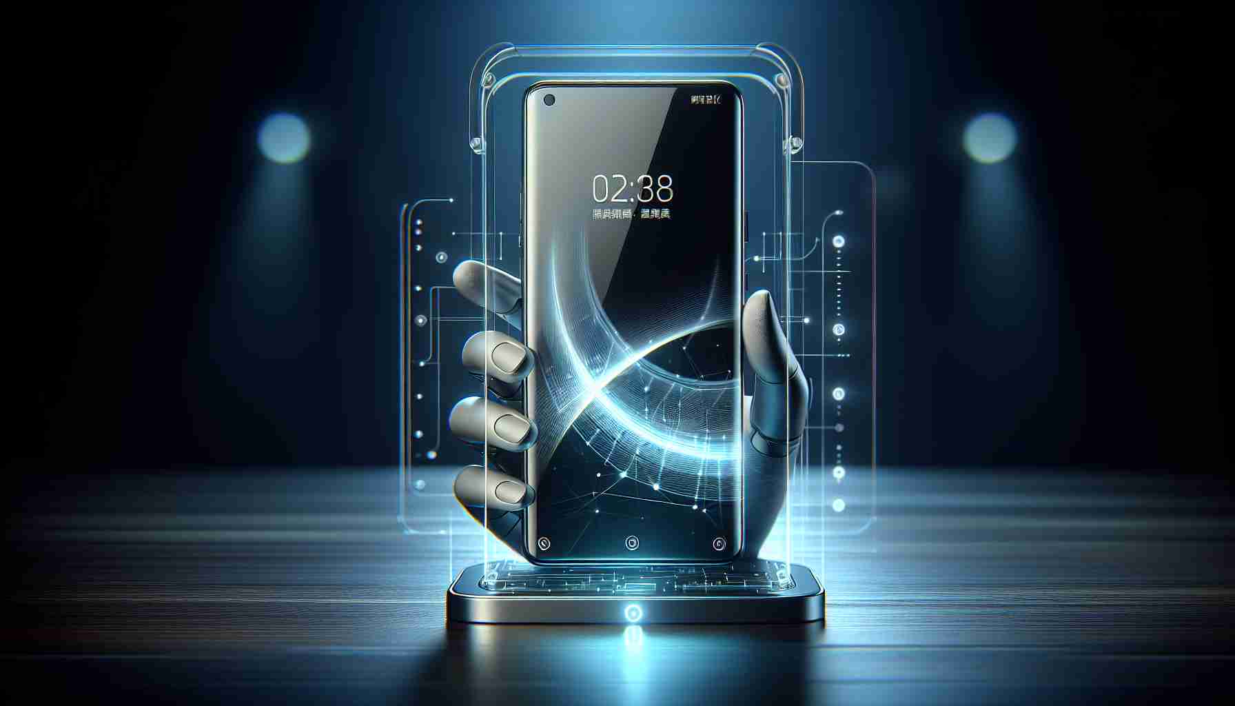 High resolution, realistic photo of a brand new unidentified 5G smartphone series being launched. The phone has a sleek design and advanced features similar to the latest technology trends in China. It is served on a modern, visually appealing setup.
