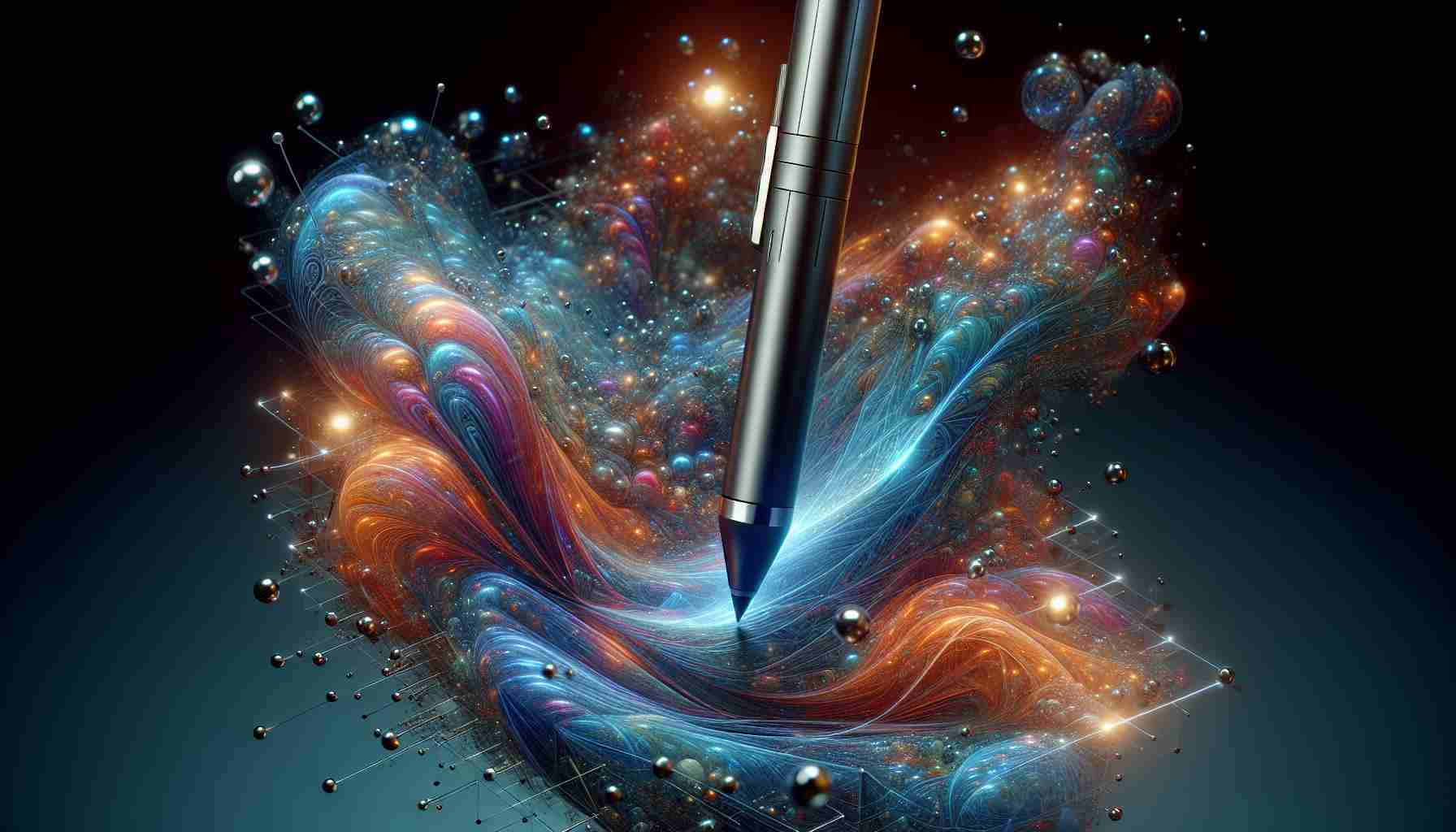 Generate a hyper-realistic high-definition image of a hypothetical advanced model of a modern stylus, envisioned to be part of an upcoming tablet announcement event.