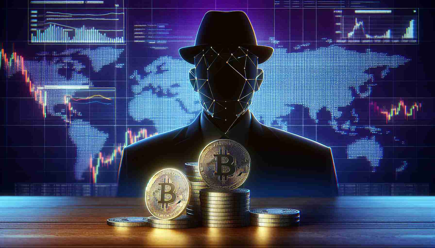 High definition realistic image of a controversial new cryptocurrency, symbolised by a stack of shimmering, unique tokens beside an anonymous silhouette of a public figure. The background features news headlines and charts related to the currency's fluctuating market performance.